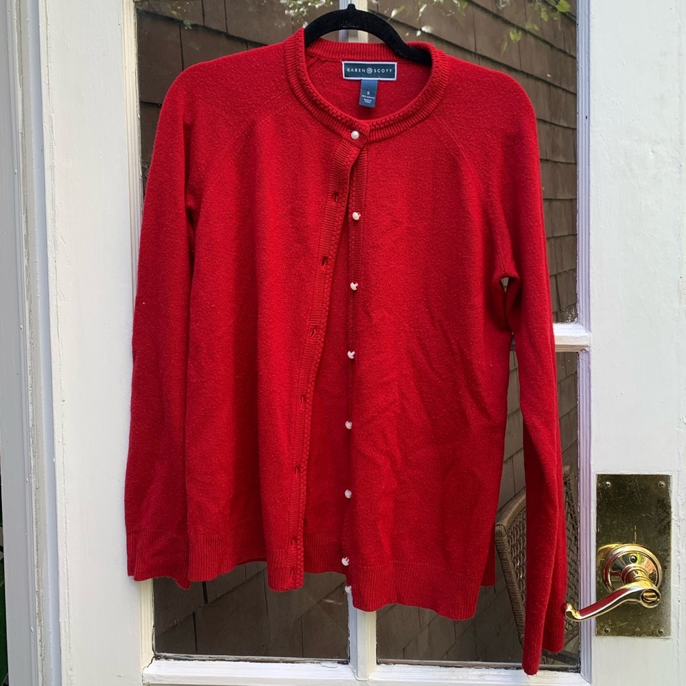 Red Button-Up Sweater